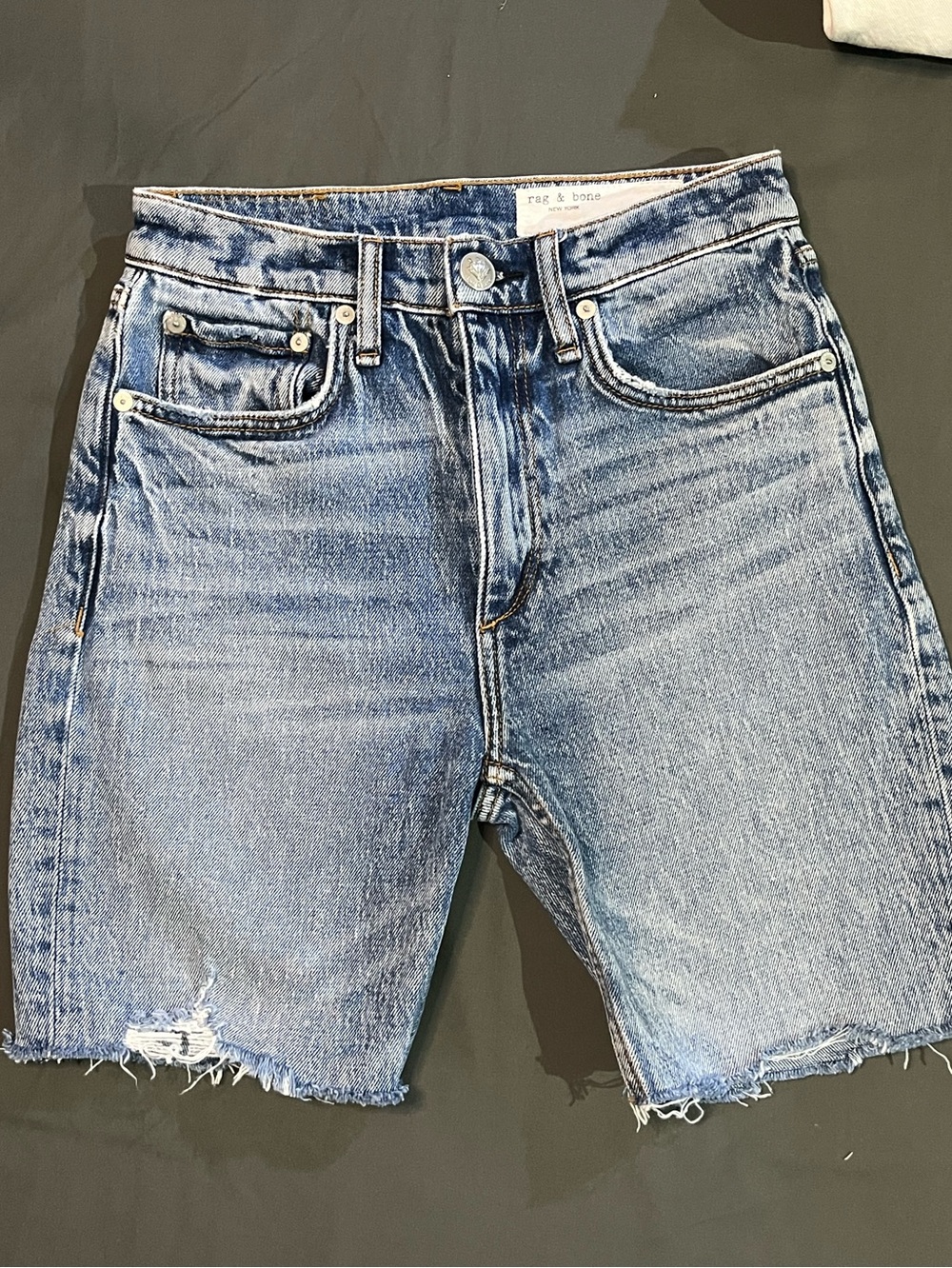 Rag & Bone Wren High Rise Slim Straight, Everly, Denim Shorts, Sz 24